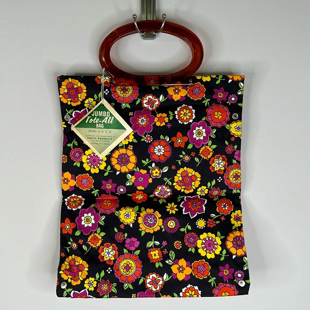 Vintage 70's Floral Folding Tote Bag By Lady's Pride
